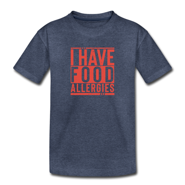 Youth- I Have Food Allergies - heather blue